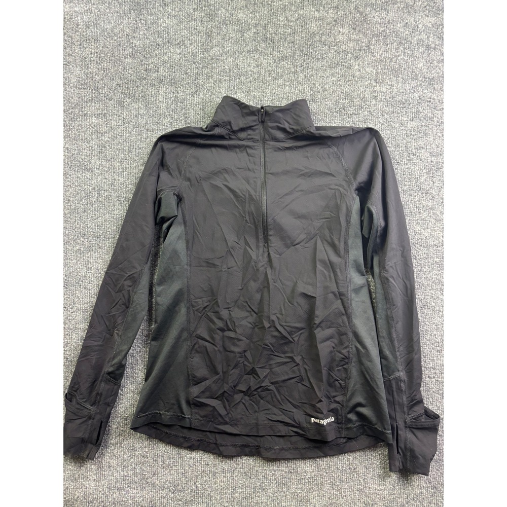 Patagonia All Weather Zipneck Pullover Womens S Black Thumbhole Quarter Zip